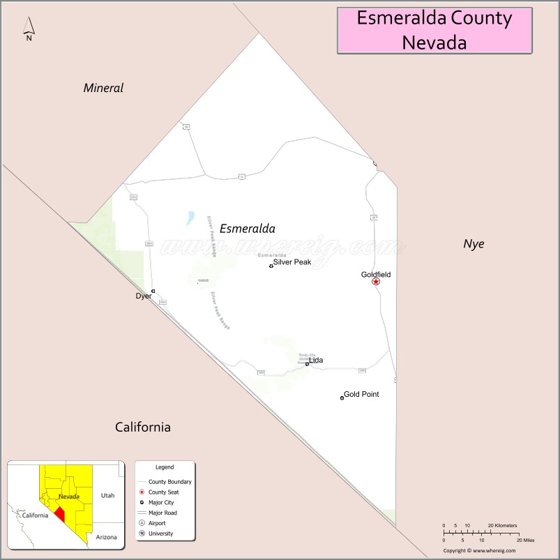 Map of Esmeralda County, Nevada
