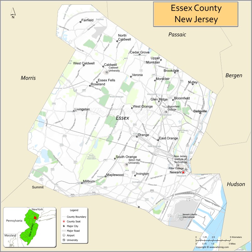 Map of Essex County, New Jersey