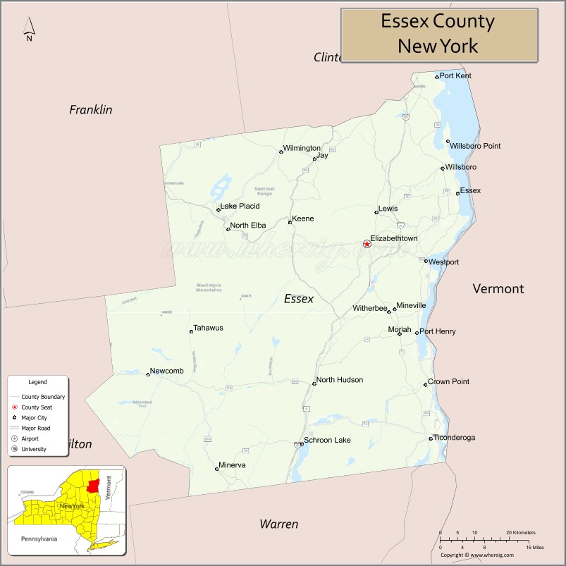 Map of Essex County, New York