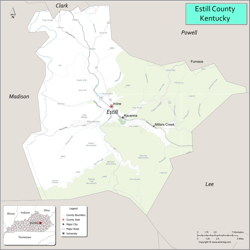 Map of Estill County, Kentucky