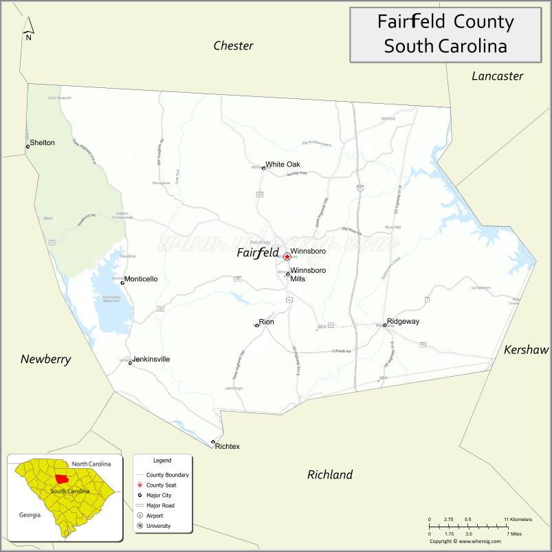 Map of Fairfield County, South Carolina