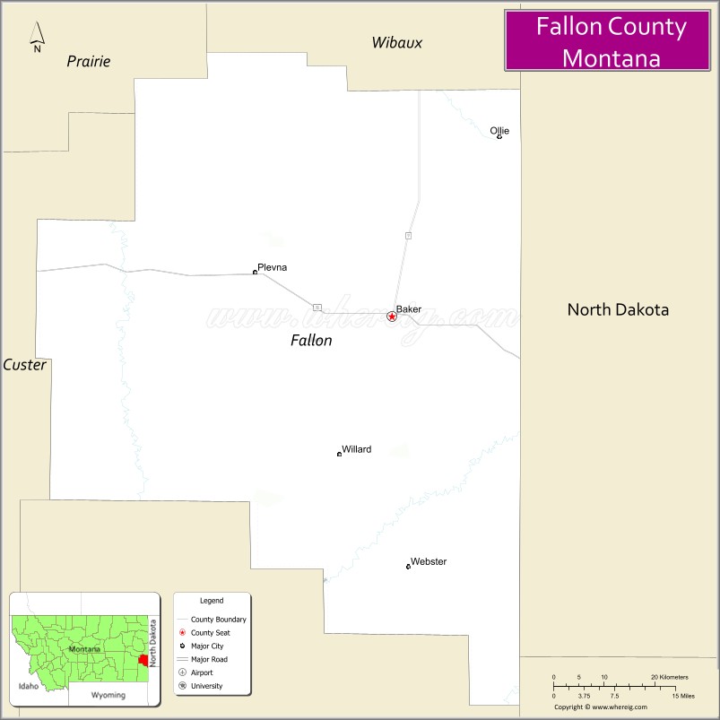 Map of Fallon County, Montana