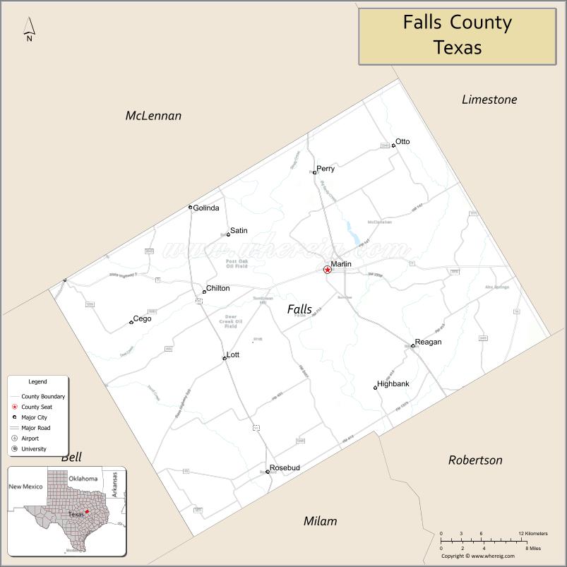 Map of Falls County, Texas