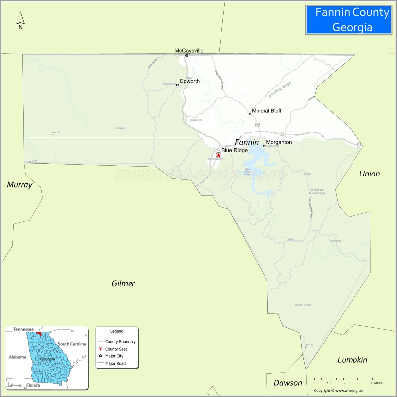 Map of Fannin County, Georgia
