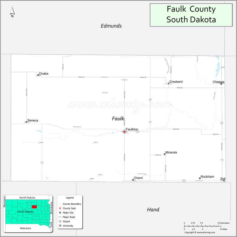 Map of Faulk County, South Dakota