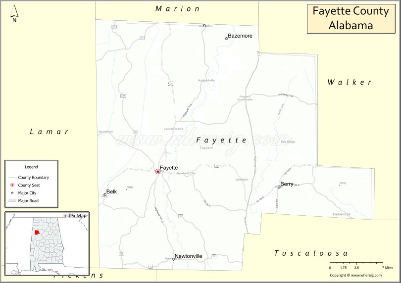 Map of Fayette County, Alabama