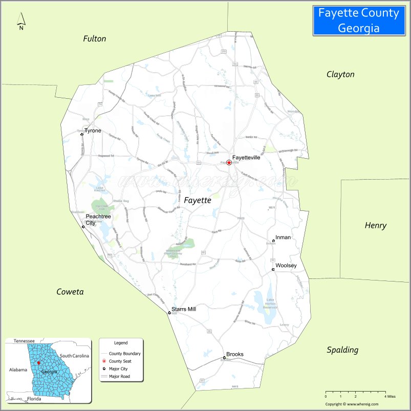 Map of Fayette County, Georgia