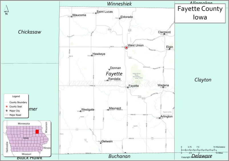 Map of Fayette County, Iowa