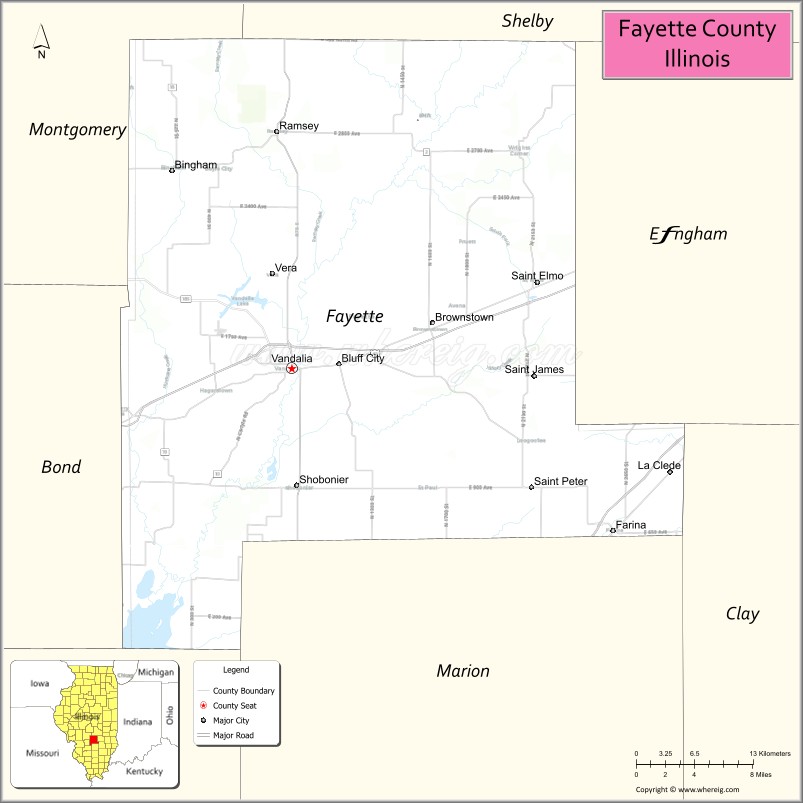 Map of Fayette County, Illinois