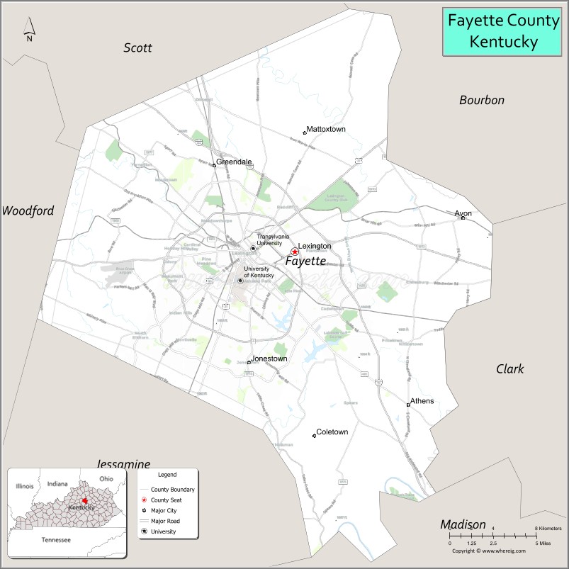 Map of Fayette County, Kentucky