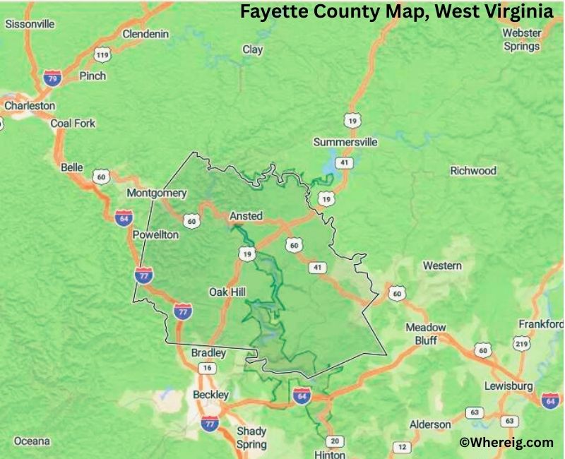 Map of Fayette County, West Virginia