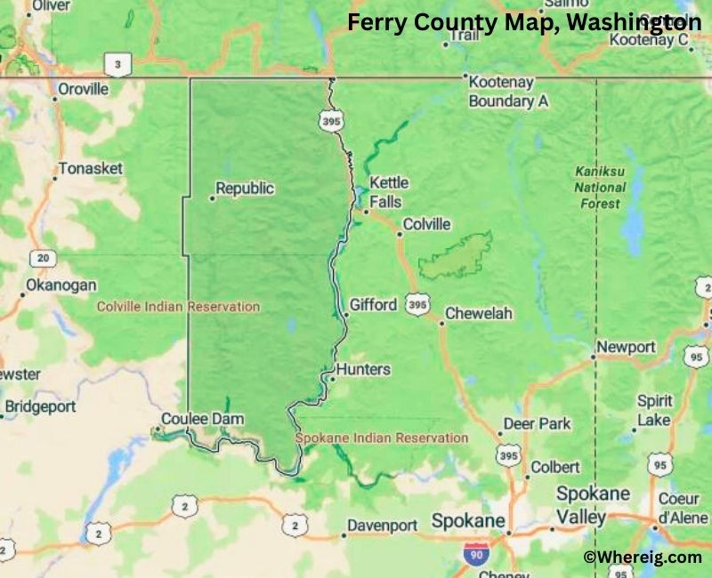 Map of Ferry County, Washington