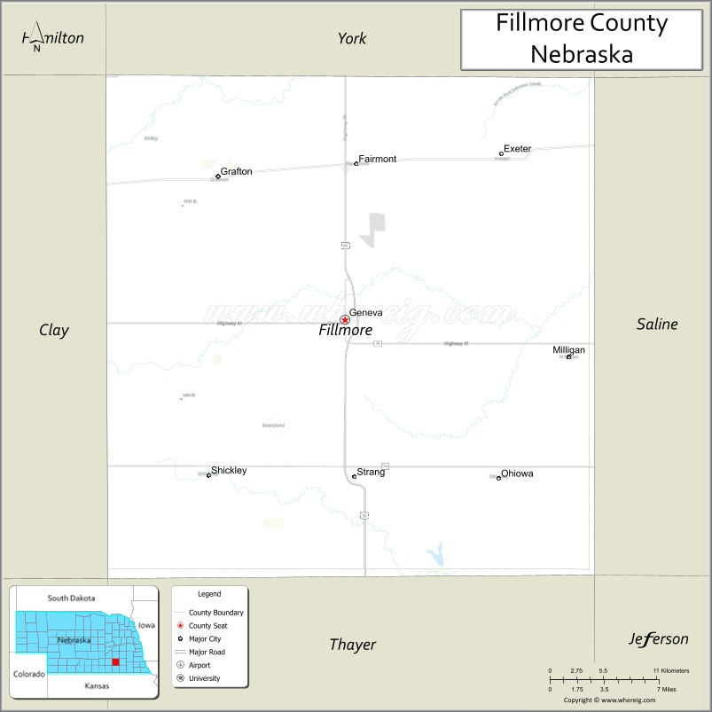 Map of Fillmore County, Nebraska