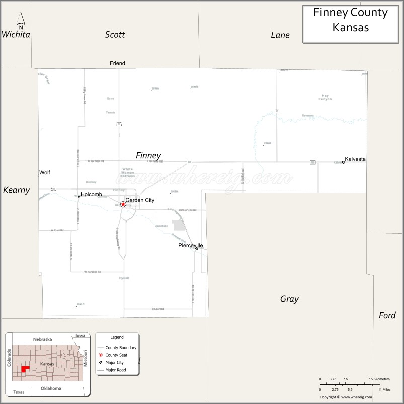 Map of Finney County, Kansas