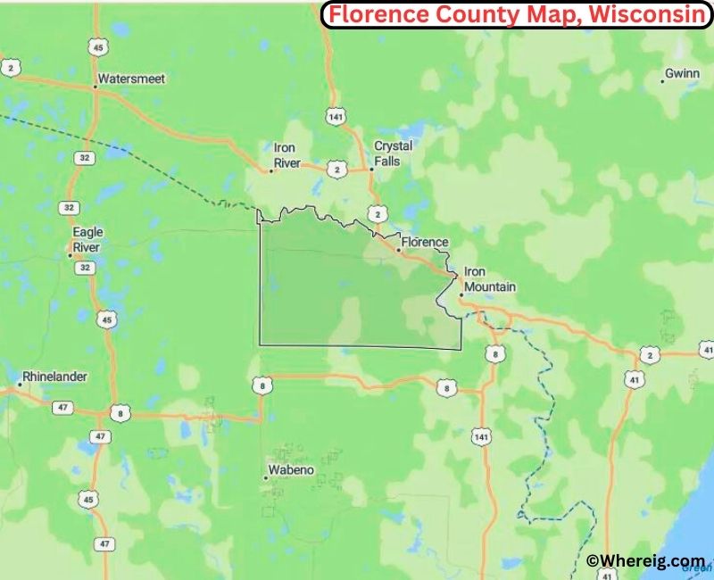 Map of Florence County, Wisconsin