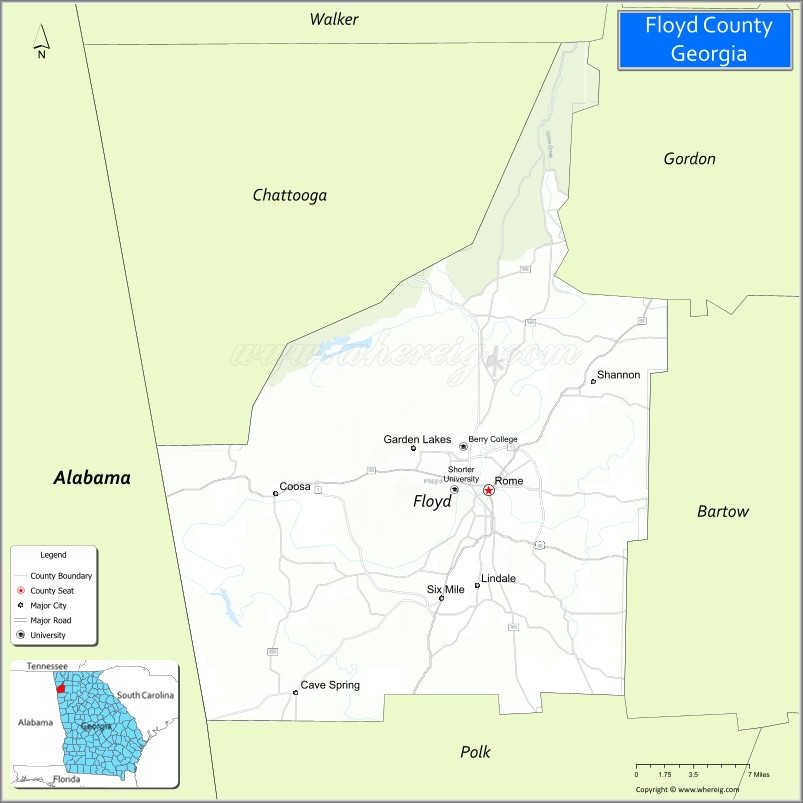 Map of Floyd County, Georgia