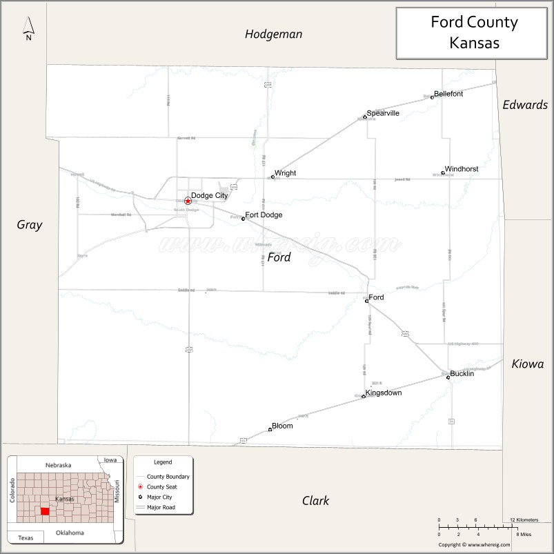 Map of Ford County, Kansas