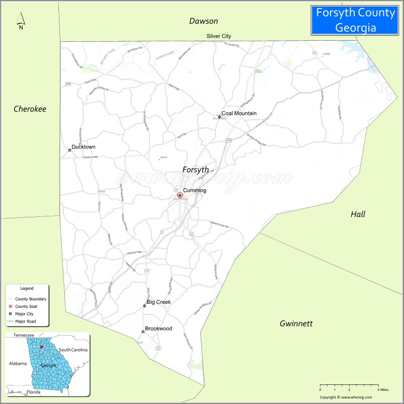 Map of Forsyth County, Georgia