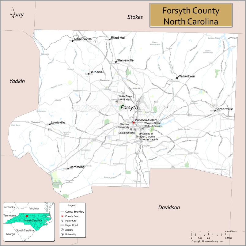 Map of Forsyth County, North Carolina
