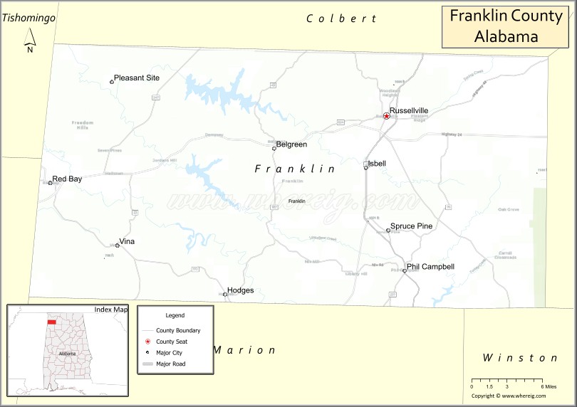 Map of Franklin County, Alabama