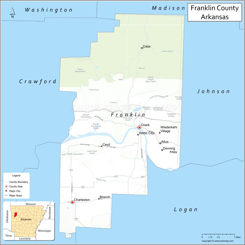 Map of Franklin County, Arkansas