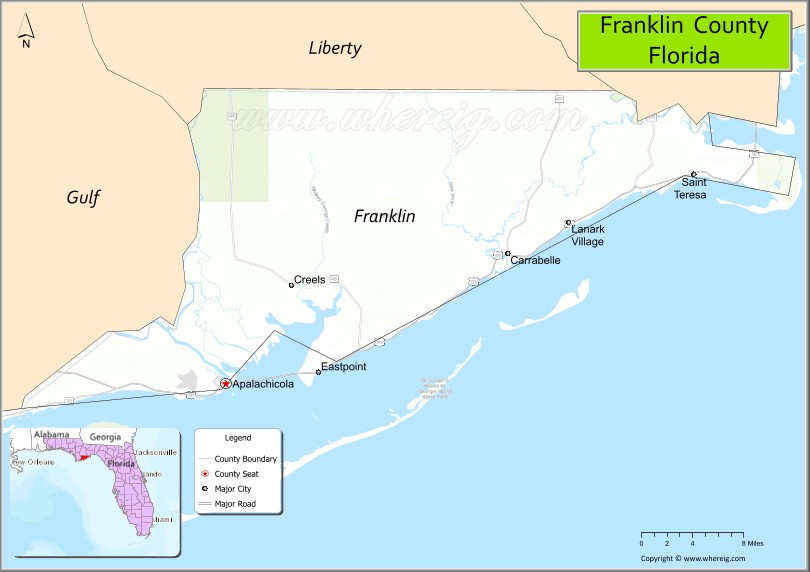 Map of Franklin County, Florida