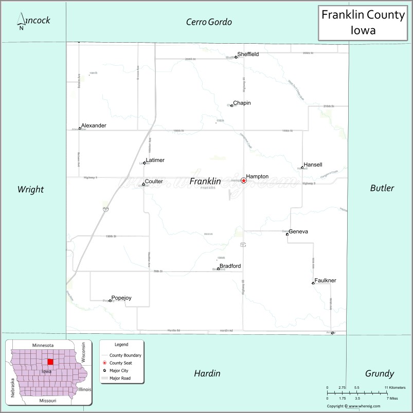 Map of Franklin County, Iowa