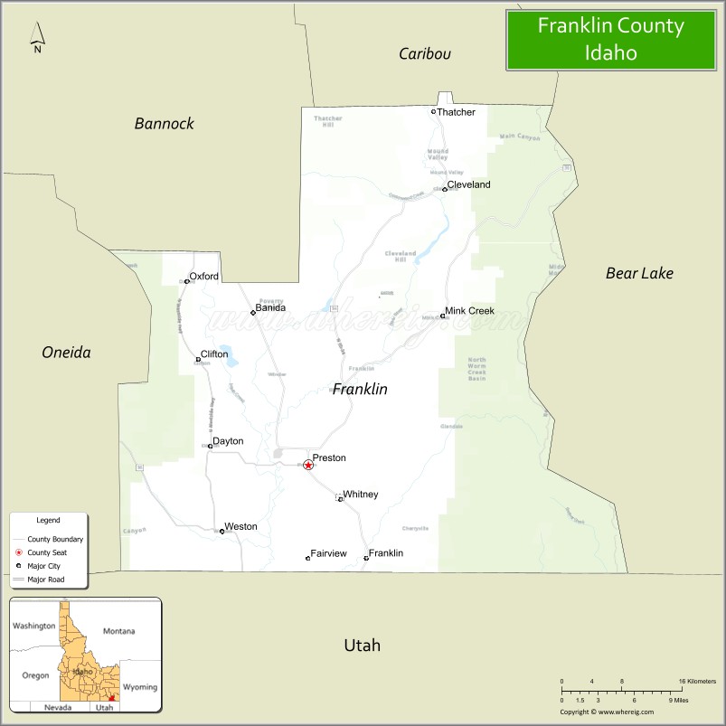 Map of Franklin County, Idaho