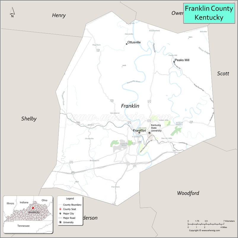 Map of Franklin County, Kentucky