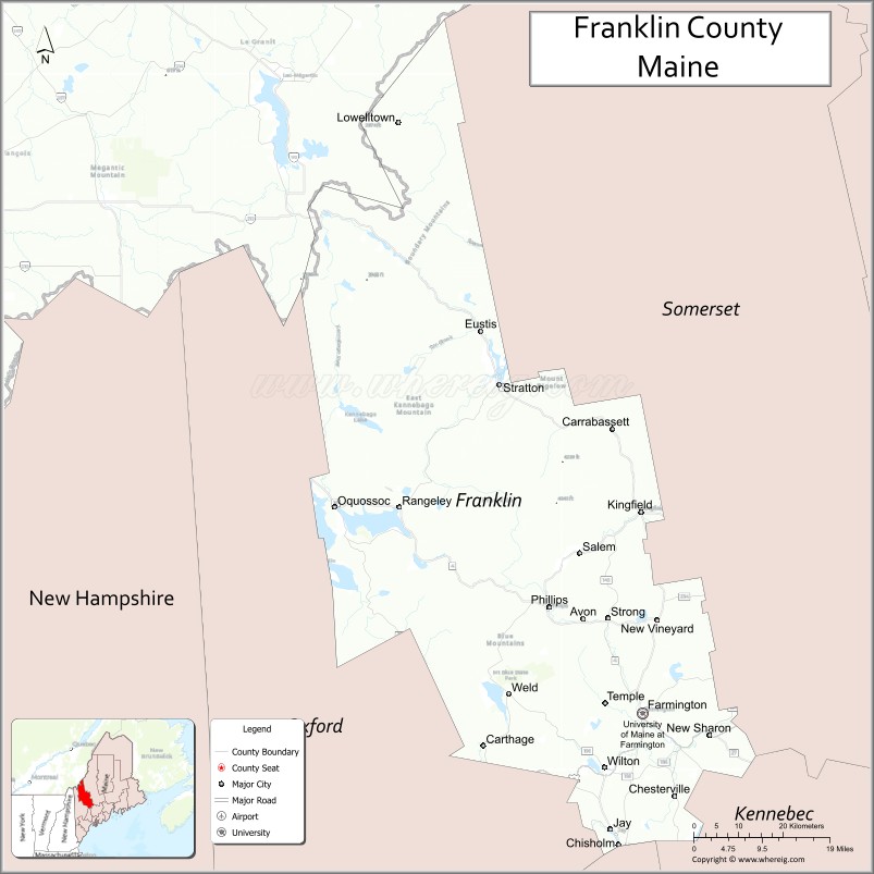 Map of Franklin County, Maine
