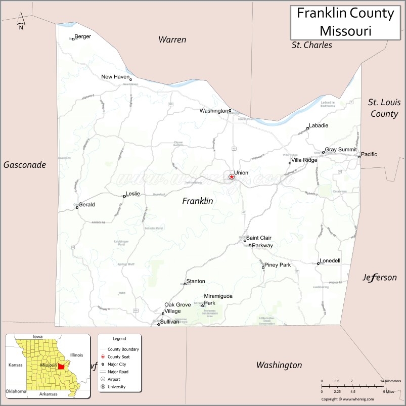 Map of Franklin County, Missouri