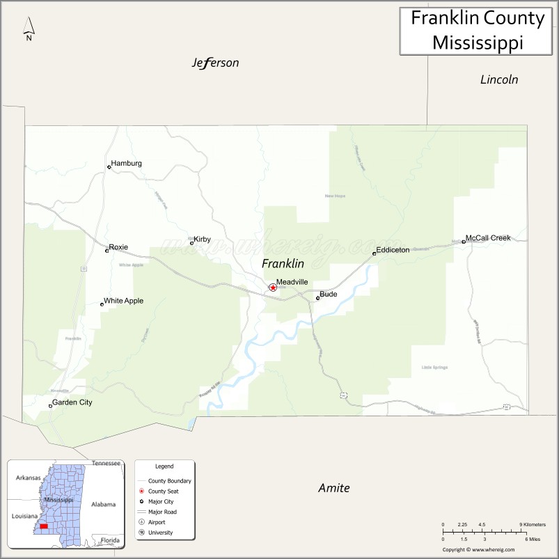 Map of Franklin County, Mississippi