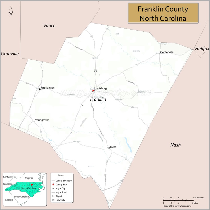 Map of Franklin County, North Carolina