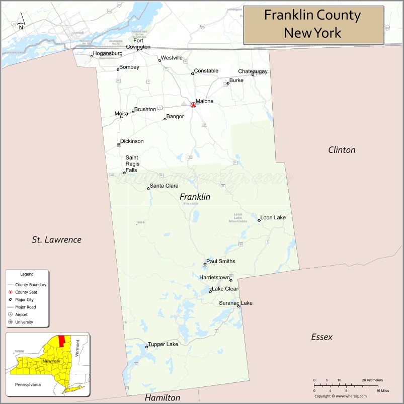Map of Franklin County, New York