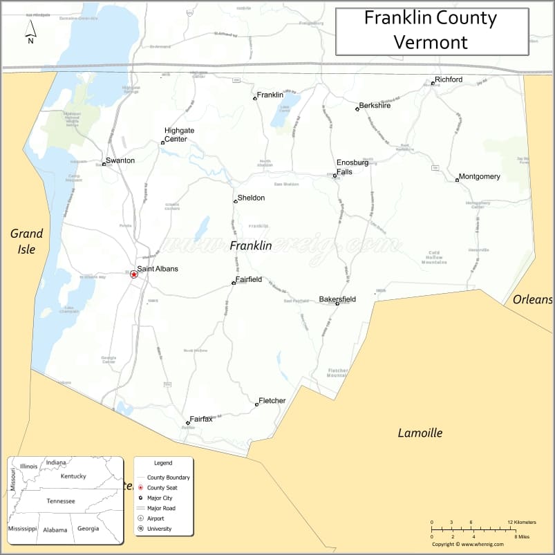 Map of Franklin County, Vermont