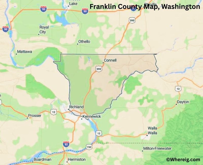 Map of Franklin County, Washington