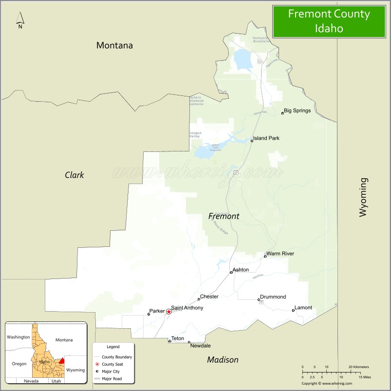 Map of Fremont County, Idaho
