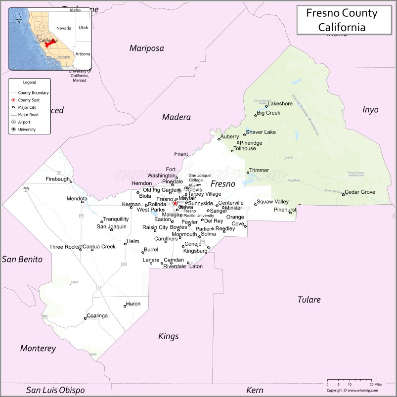 Map of Fresno County, California