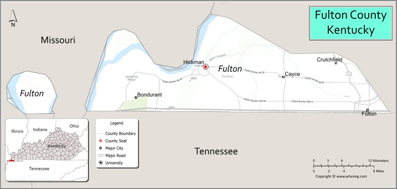 Map of Fulton County, Kentucky