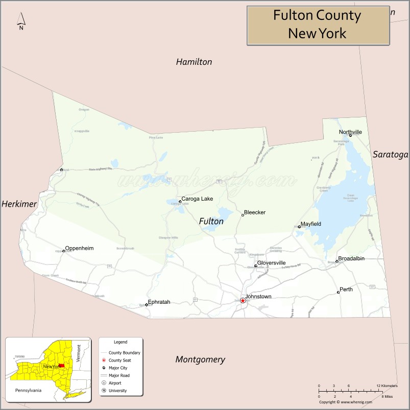 Map of Fulton County, New York
