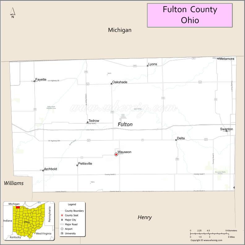 Map of Fulton County, Ohio