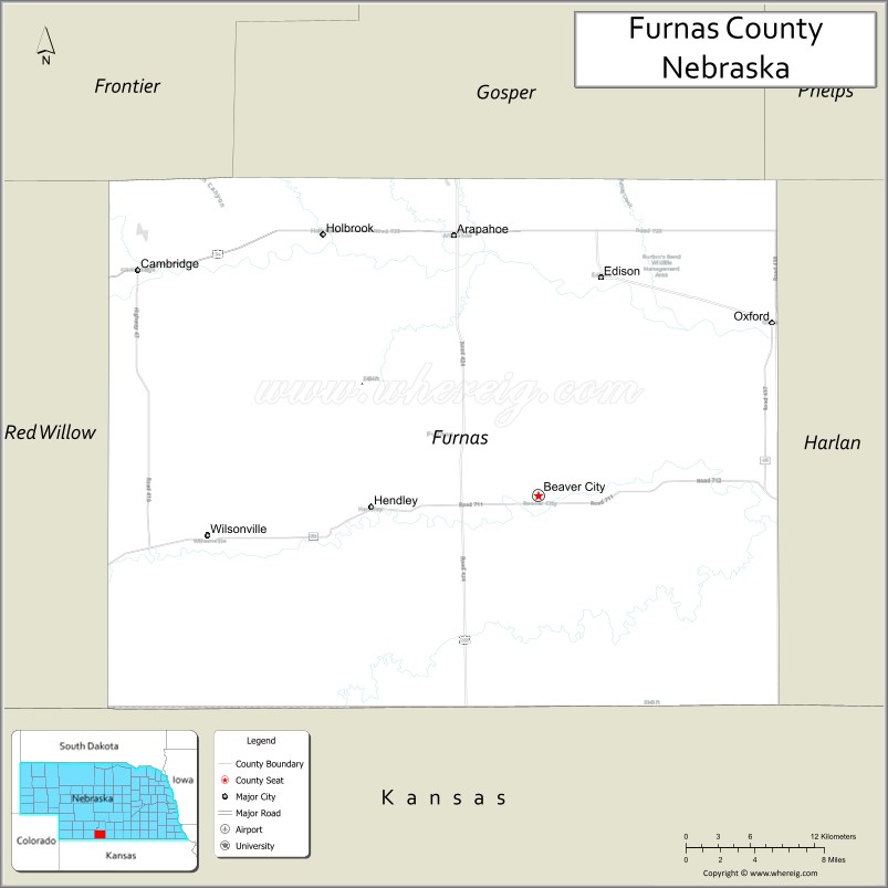 Map of Furnas County, Nebraska