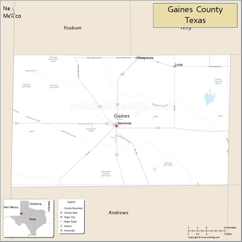 Map of Gaines County, Texas