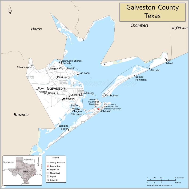 Map of Galveston County, Texas