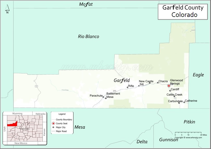 Map of Garfield County, Colorado