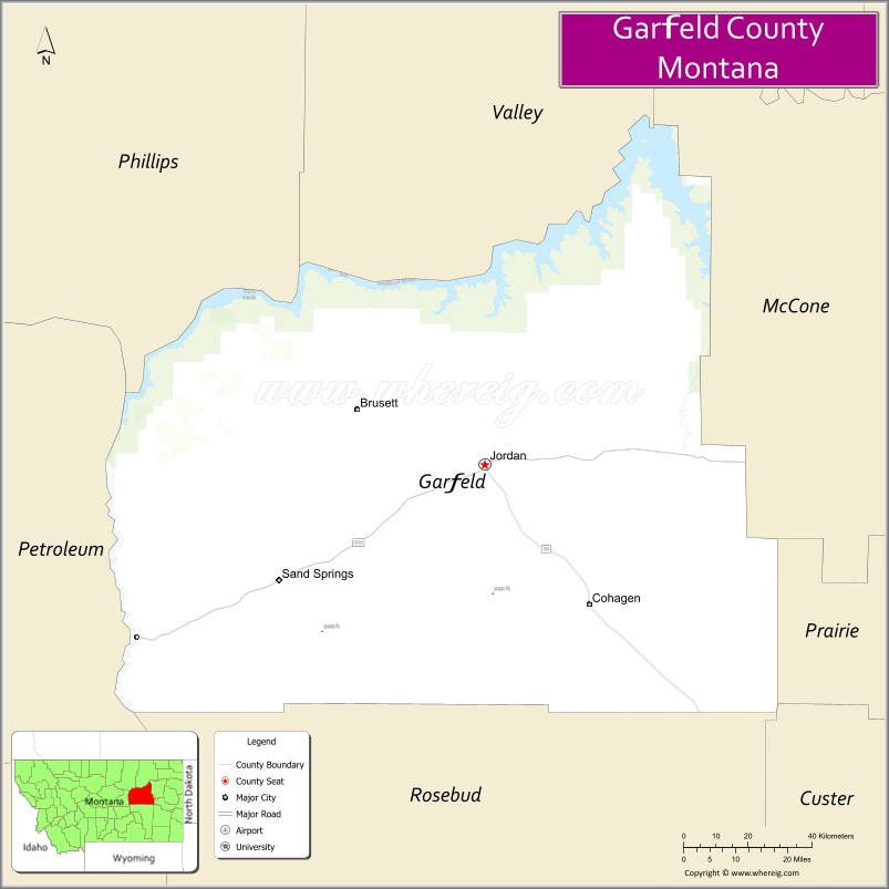 Map of Garfield County, Montana