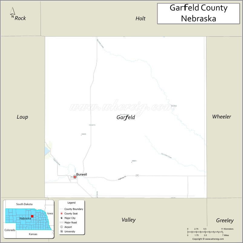Map of Garfield County, Nebraska