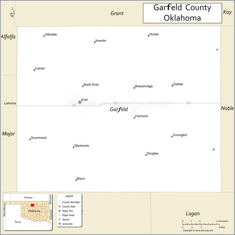 Map of Garfield County, Oklahoma
