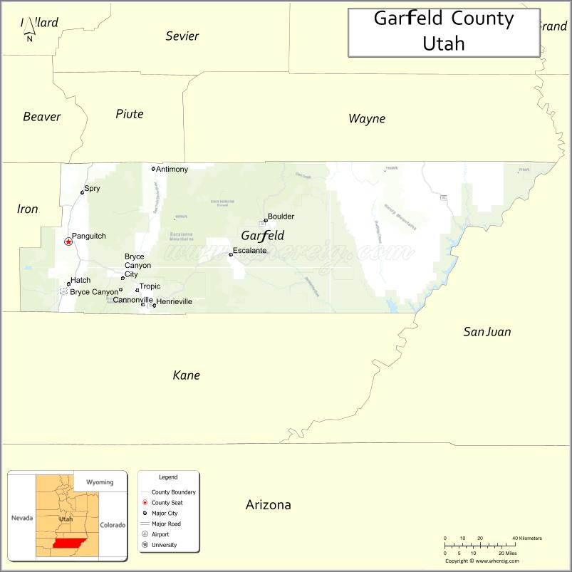 Map of Garfield County, Utah
