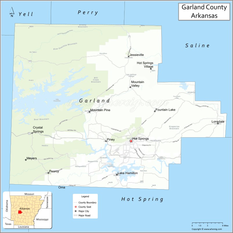 Map of Garland County, Arkansas